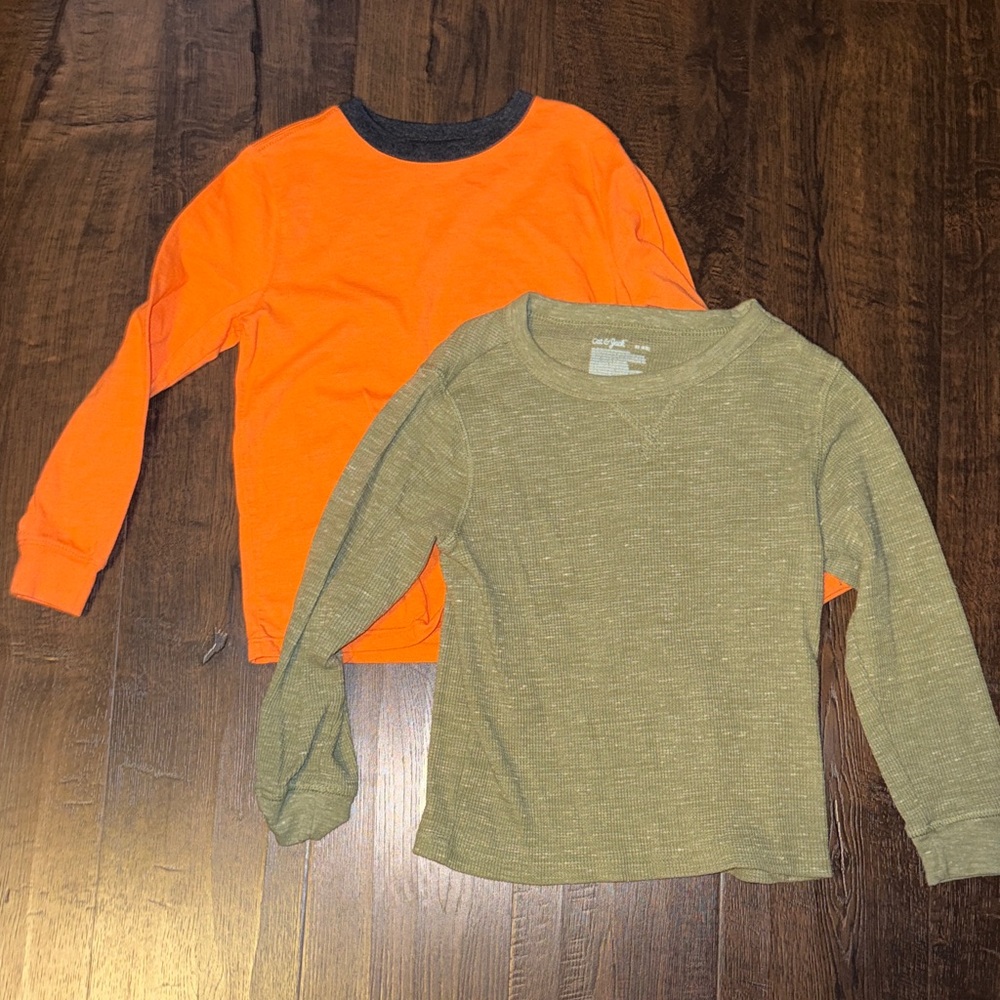Cat & Jack Orange and Green Long Sleeve Tees
